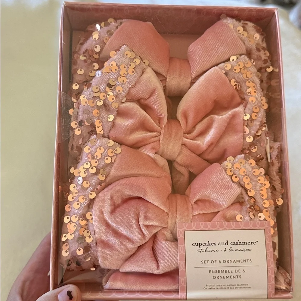 Cupcakes & Cashmere Pink Sequin Ornaments